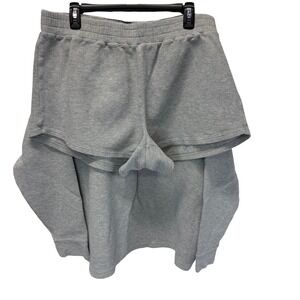 Lands End Thermal Waffle Pajama Set XL Tall Gray Long Sleeve Top Shorts 2PC